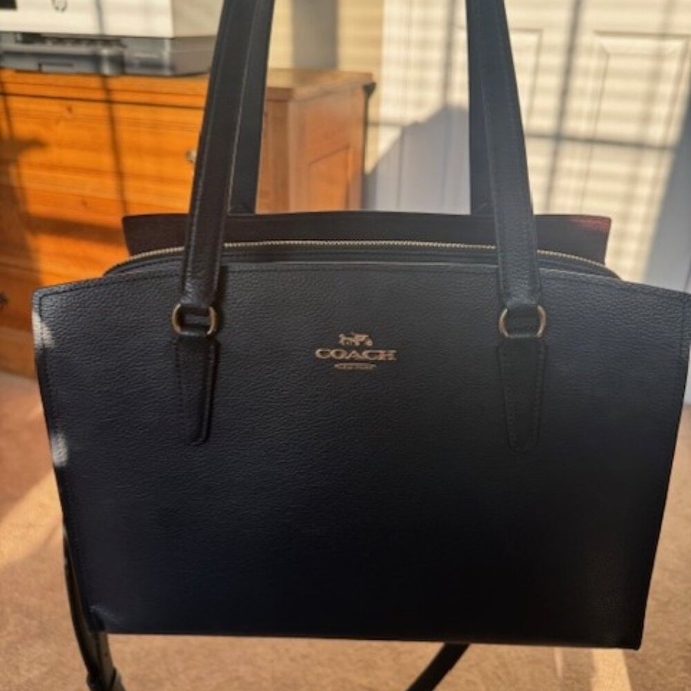 Blue Leather Laptop Bag